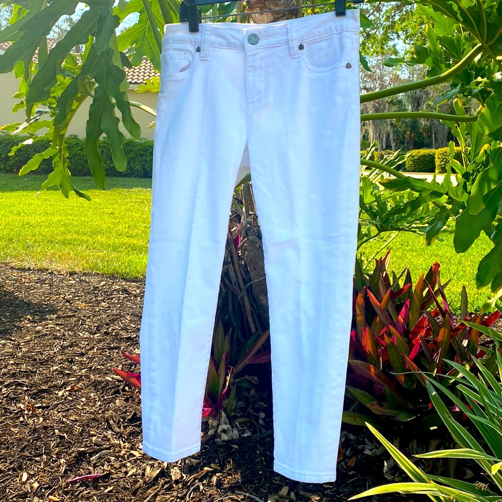 Women’s BARDOT Size 2 White Skinny Boyfriend KUT Ankle Cropped Jeans